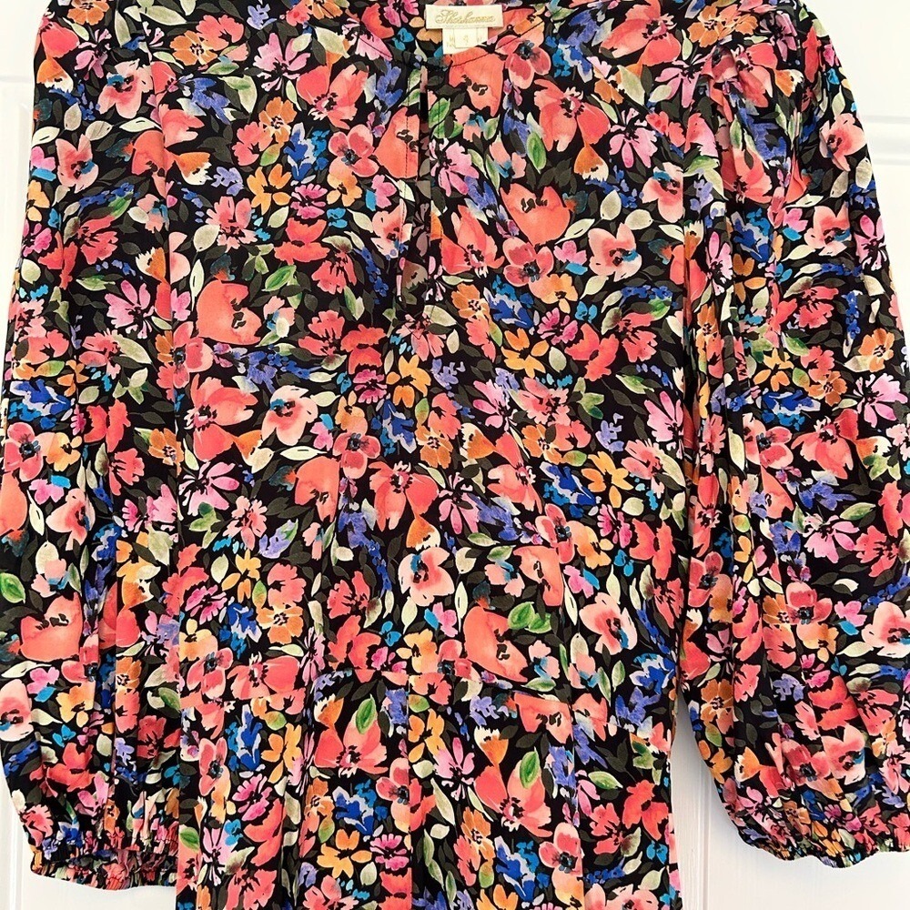 Shoshanna romantic floral whimsy boho puffy sleeve print easter spring dress 4 - Picture 6 of 11
